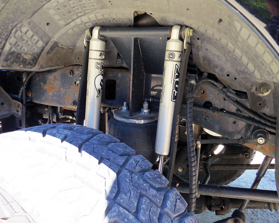 Dual FOX shocks up front, along with a single in the back, help craft this 12,000-pound Ford into a well handling, comfortable, and capable machine for any circumstances