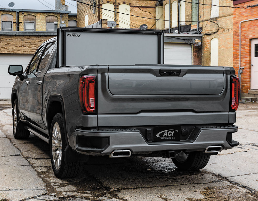 Agri-Cover’s LOMAX STANCE hard-folding tonneau cover on truck