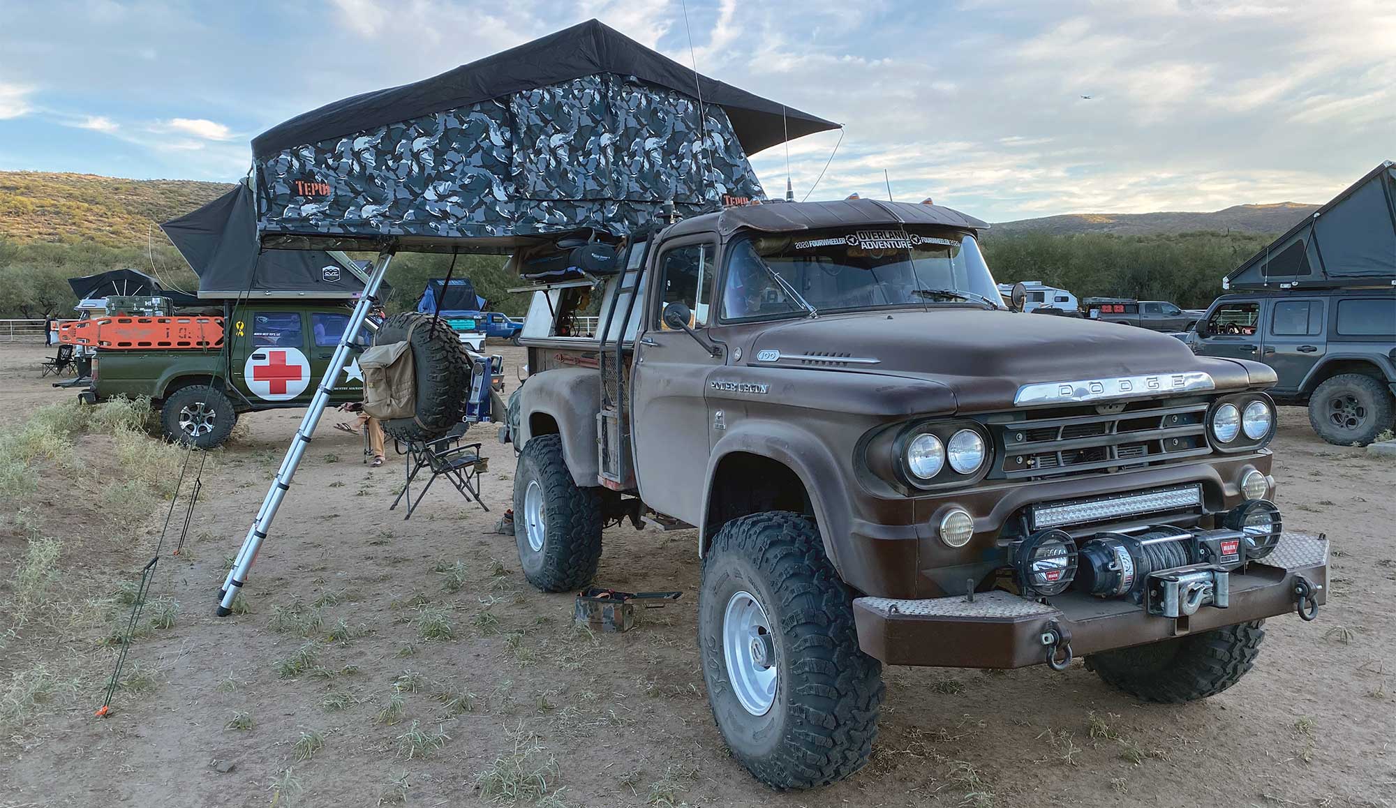 brown Power Wagon under canopy