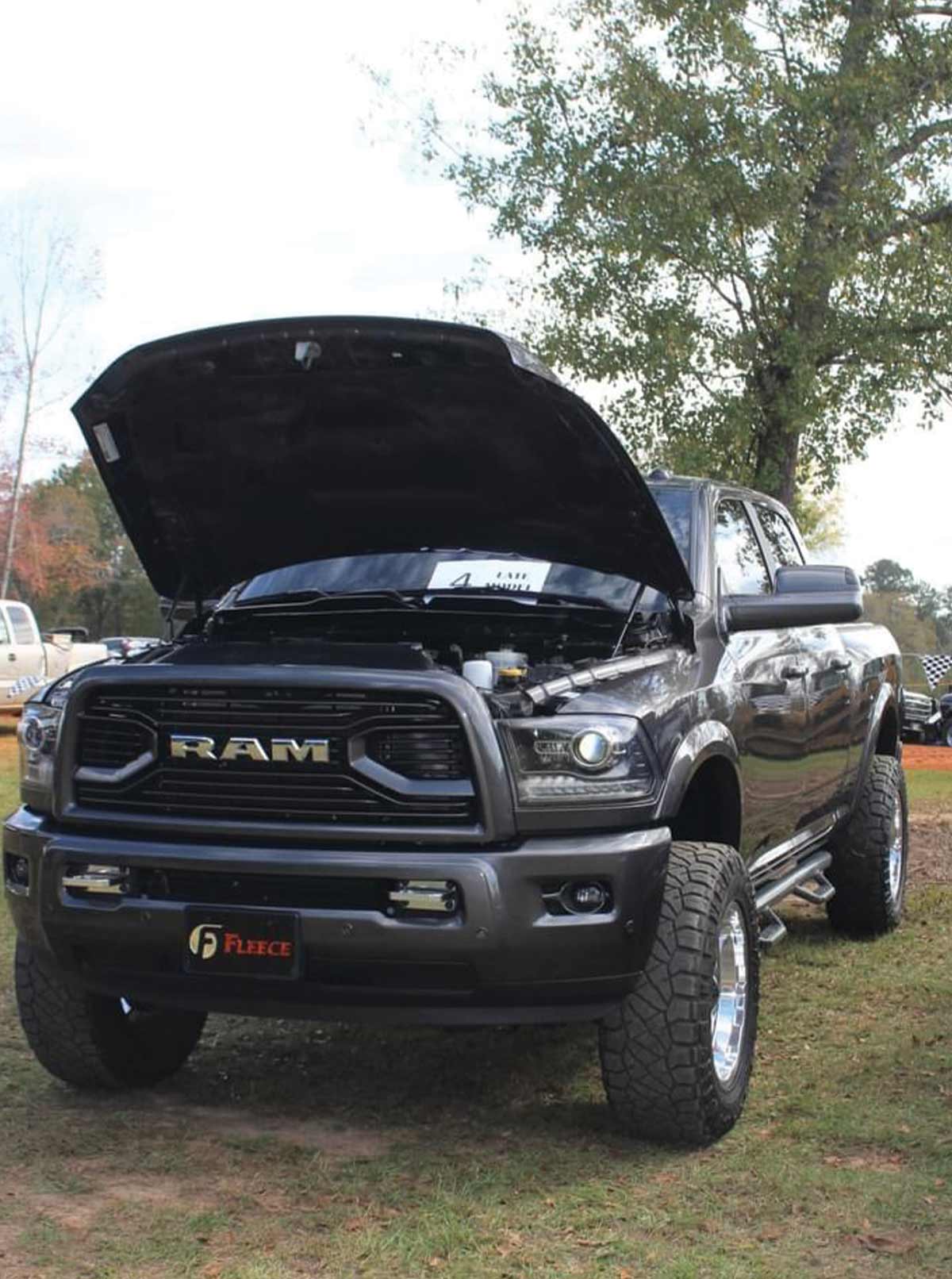 Dodge RAM with it's hood popped