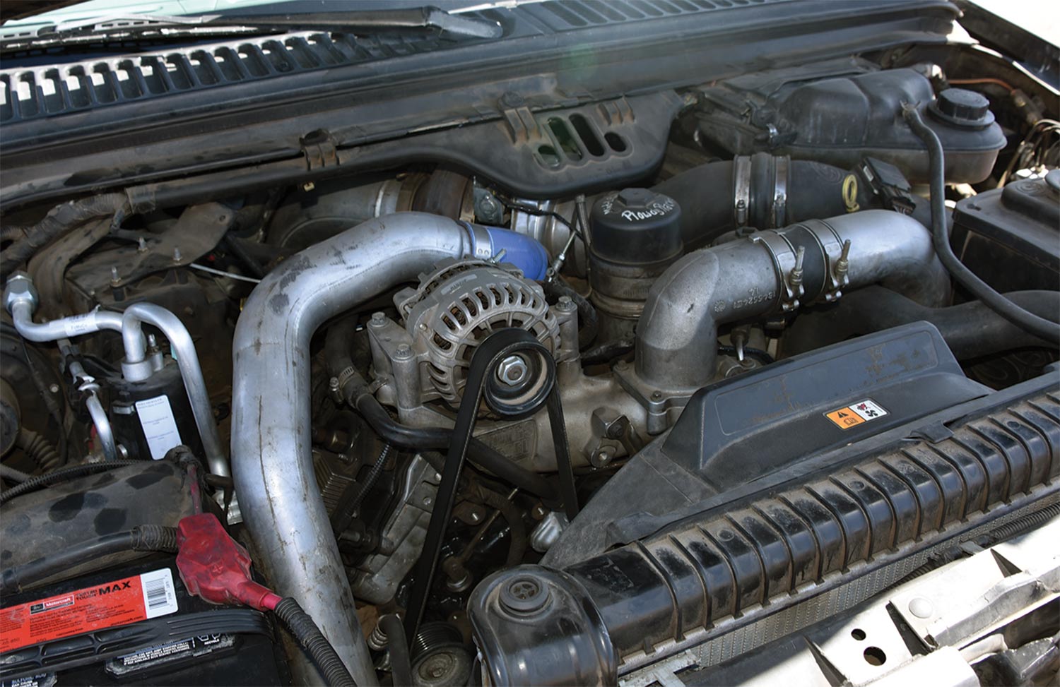 Jade's truck engine closeup