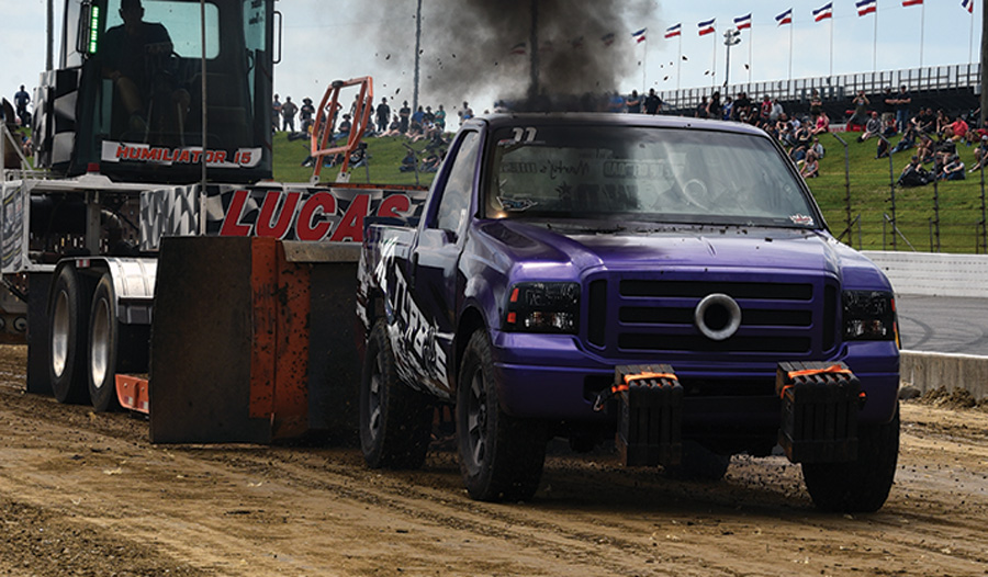 purple truck racing
