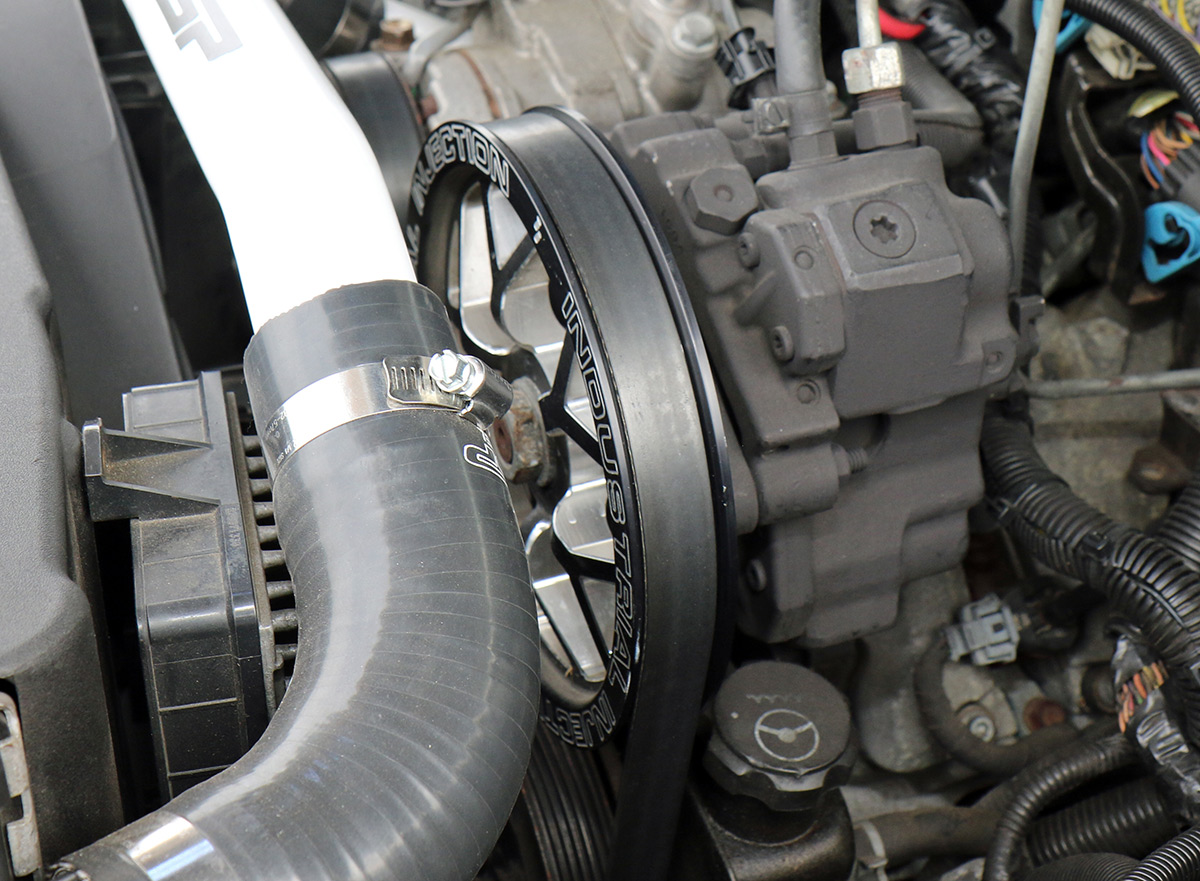 2008 Chevy 3500 HD engine belt closeup