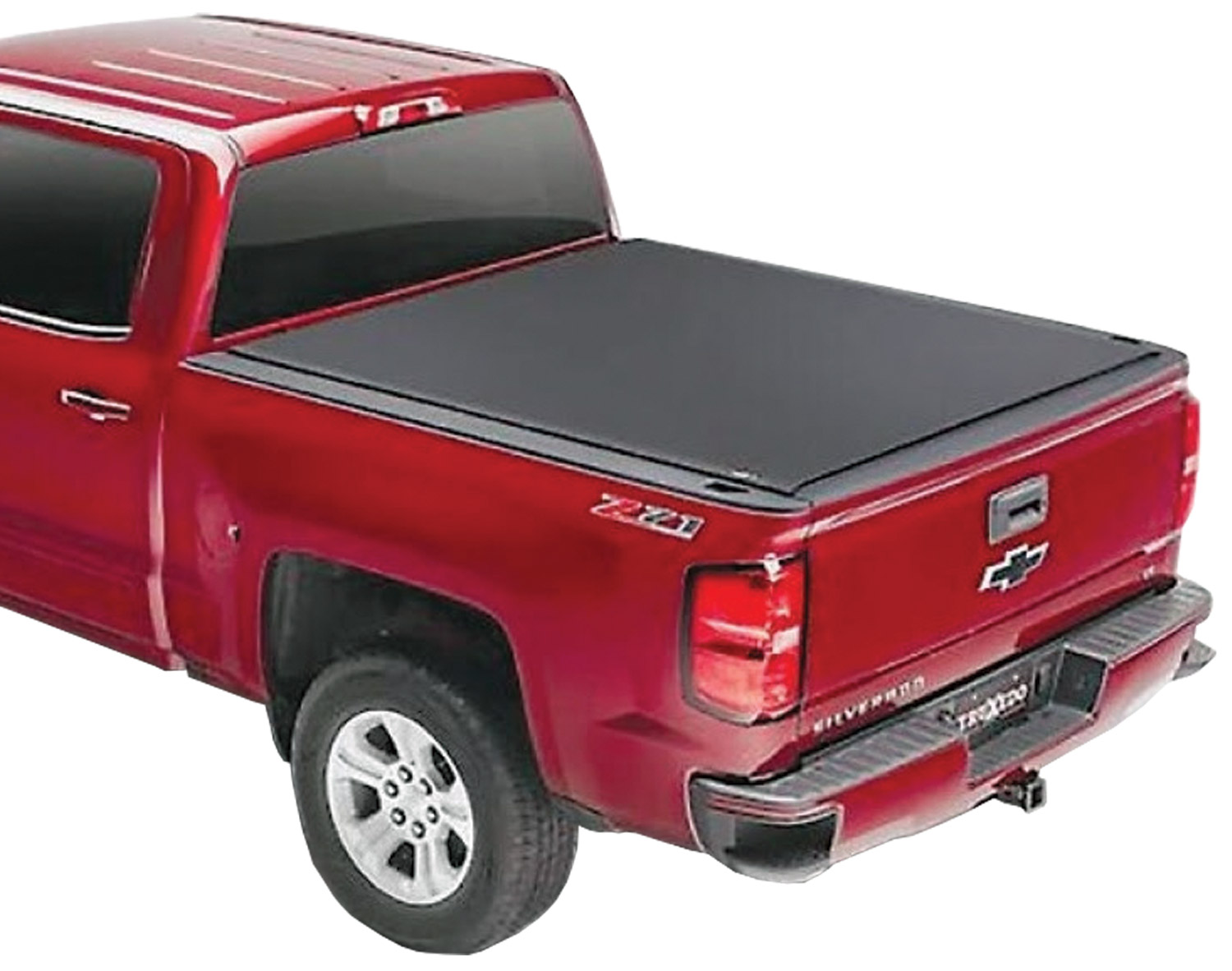 TruXedo’s Pro X15 Tonneau Cover installed on a red chevy truck