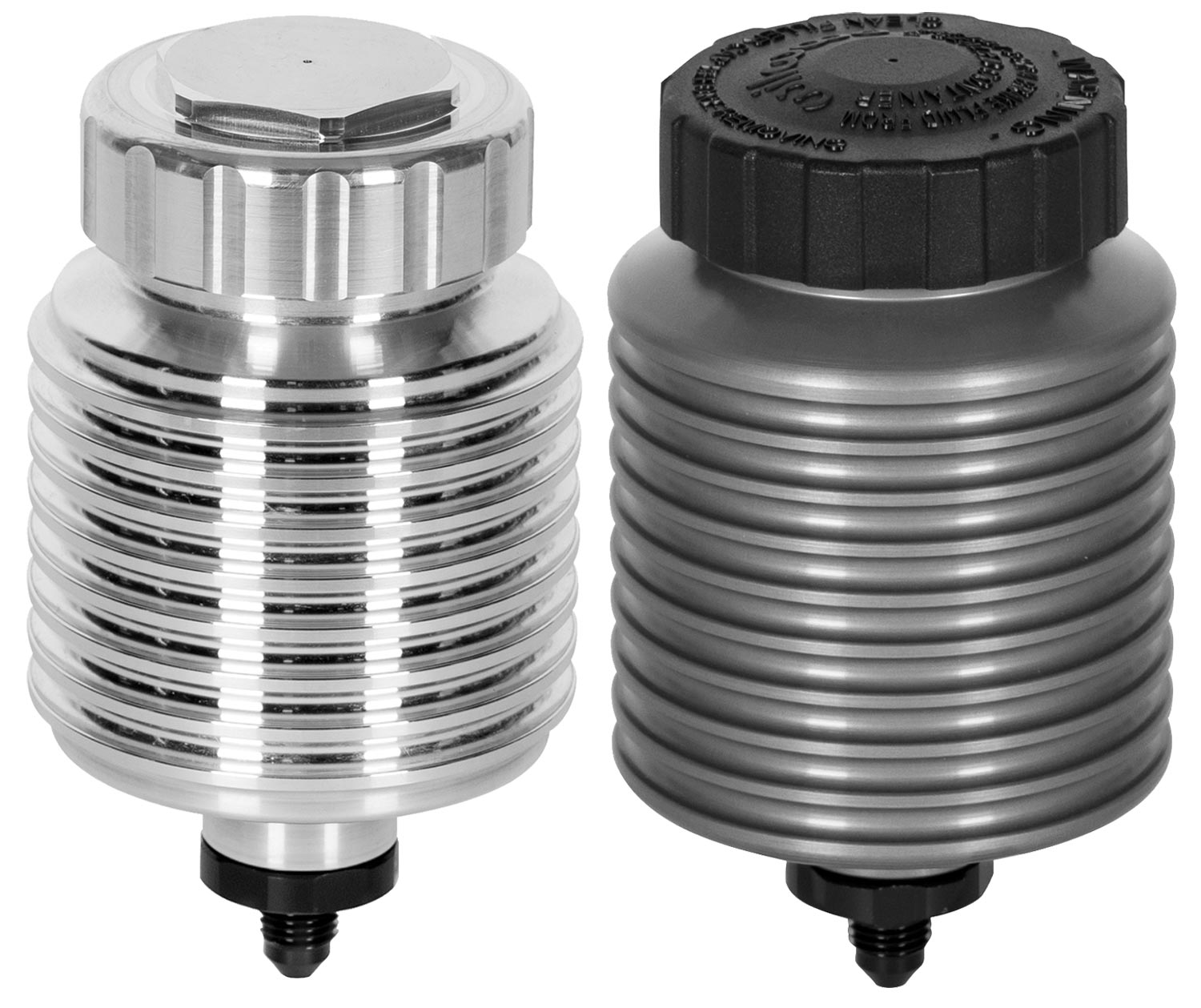 two finned aluminum brake fluid reservoirs from Wilwood