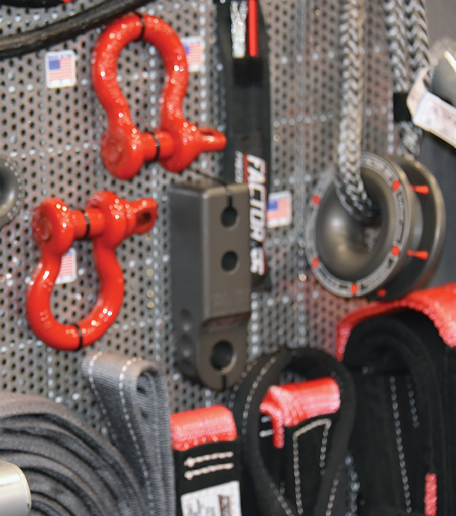 Factor 55 closeup of products on tool wall