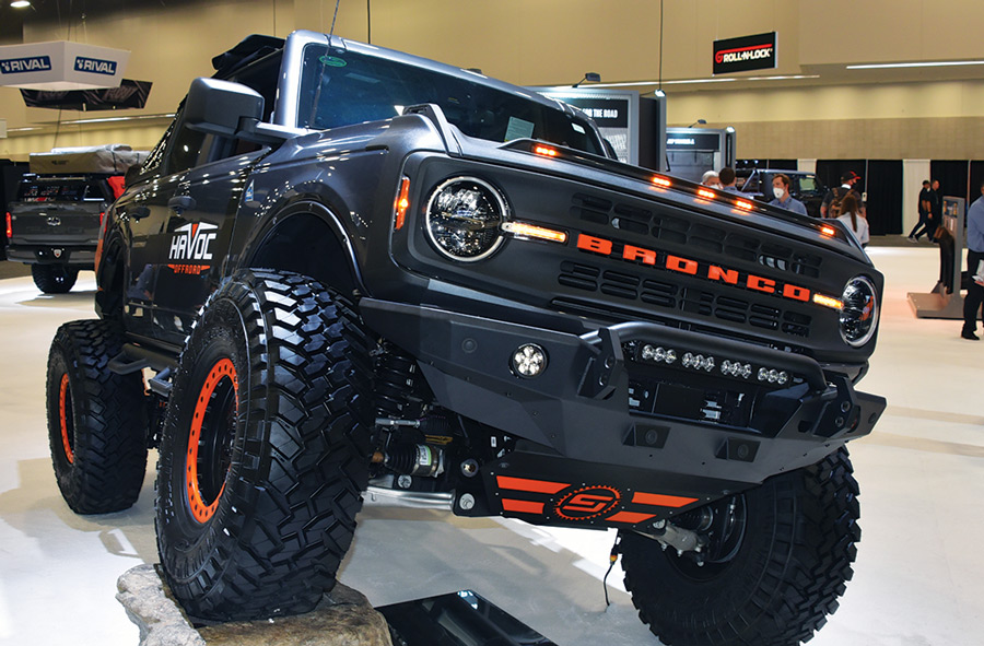 black and orange bronco truck