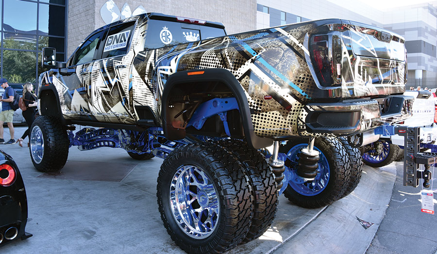 black and blue lifted truck