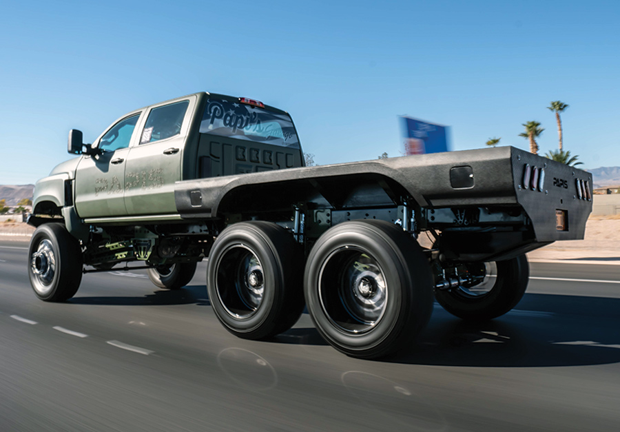 six wheel truck driving on the freeway
