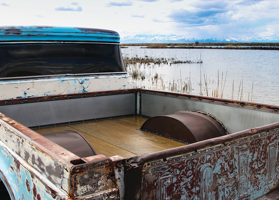 '58 Ford truck bed of trunk view