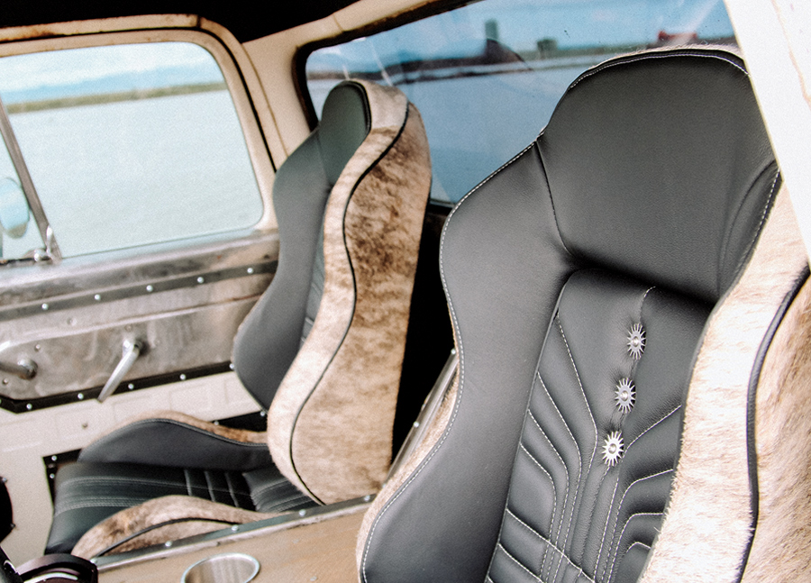 '58 Ford truck seat interior view closeup