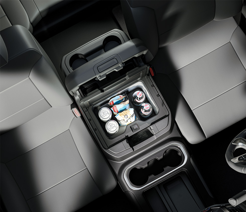 aerial view of fridge inside of a truck