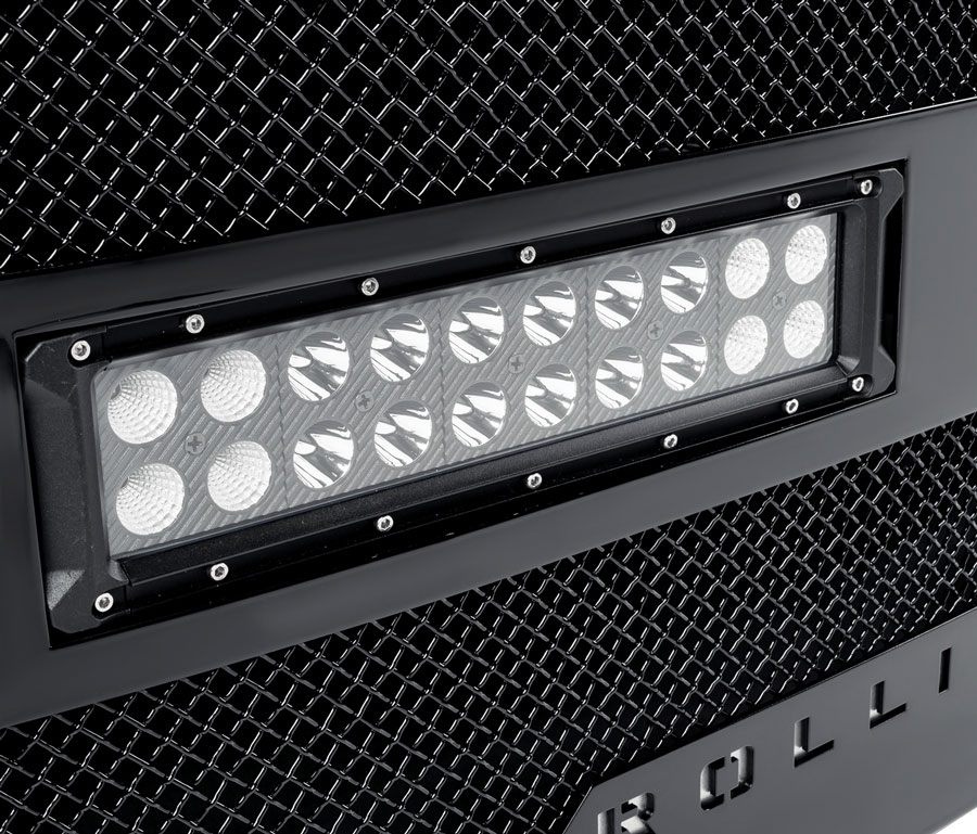 close up of lights on a Rolling Big Power grille