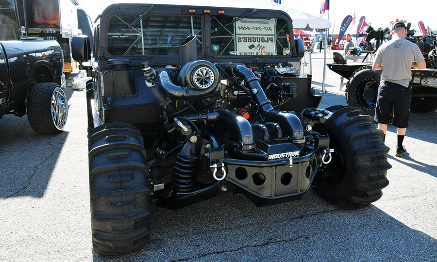 close up of truck engine