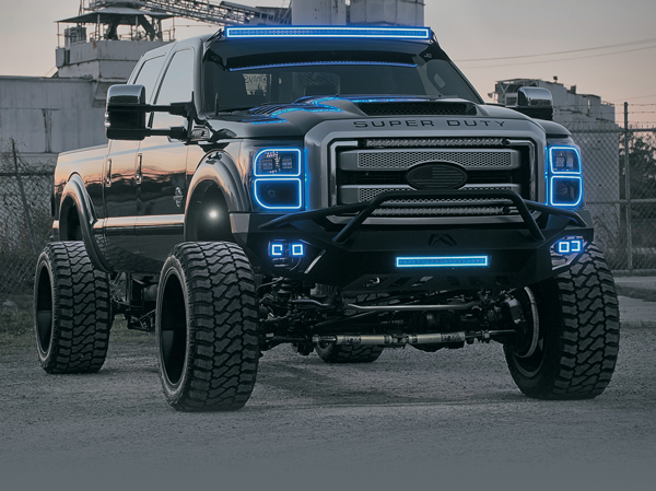 truck with blue neon lights