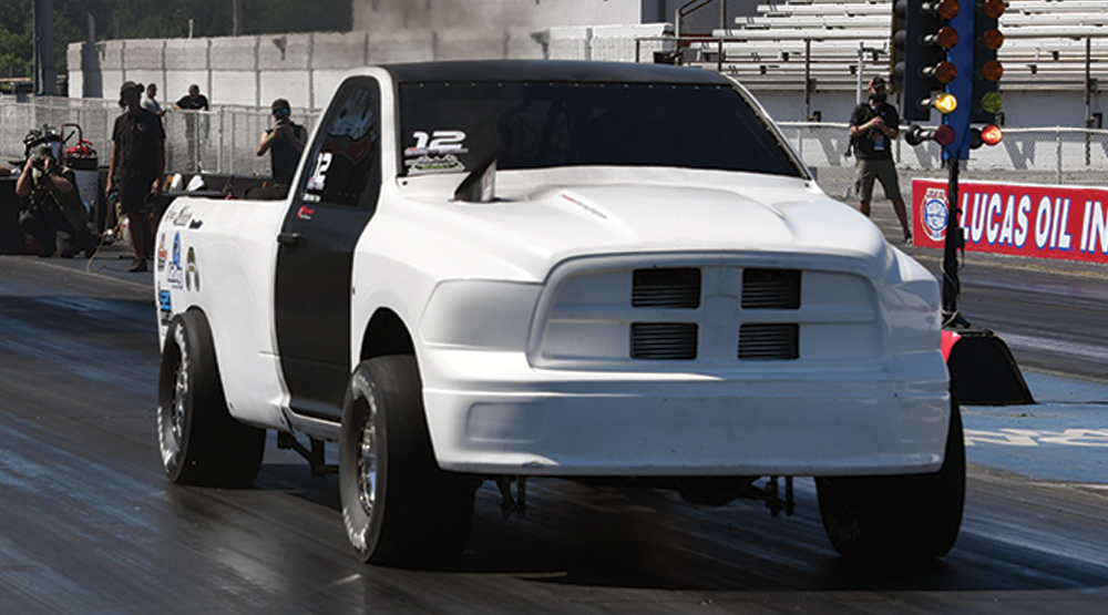 Tom Borrell's Dodge Ram at drag strip