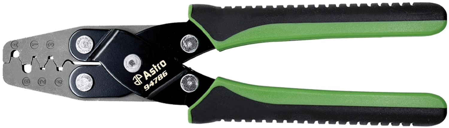 the Astro Pneumatic Tools GM Weather Pack Crimper in black and lime green